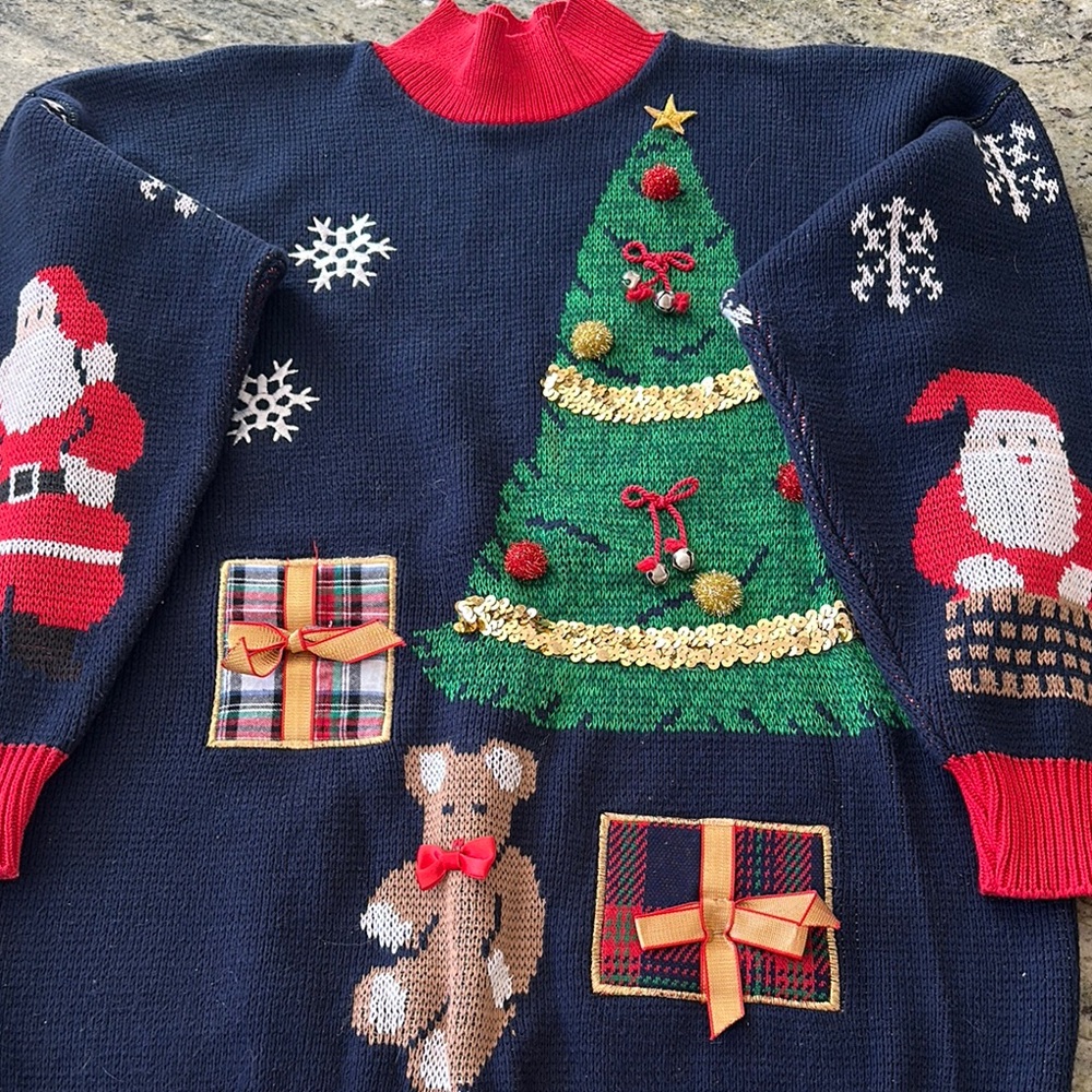 VTG 80s 90s Mock Turtleneck Christmas Sweater